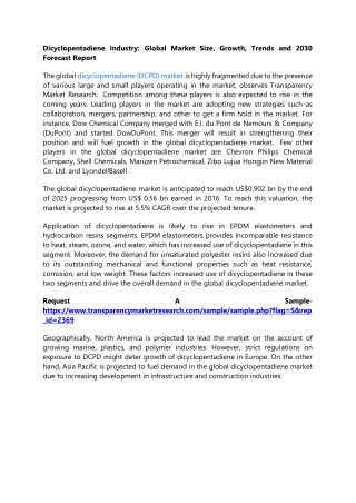 Dicyclopentadiene Industry: Global Market Size, Growth, Trends and 2030 Forecast