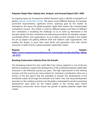 Polyester Staple Fiber Industry Size, Analysis, and Forecast Report 2021-2030