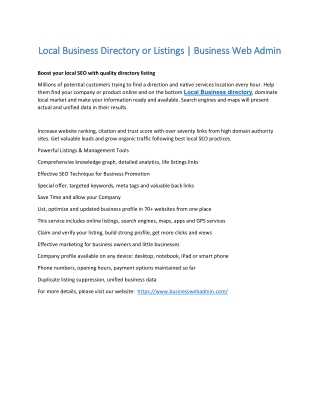 Local Business Directory or Listings | Business Web Admin