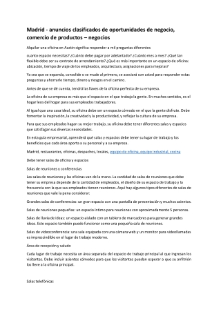 Madrid -  oportunidades de negocio, comercio de productos – negocios