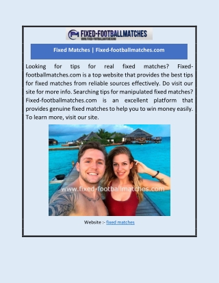 Fixed Matches | Fixed-footballmatches.com