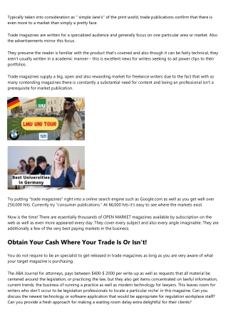 Trade Writing - for  Money! in 21st Century