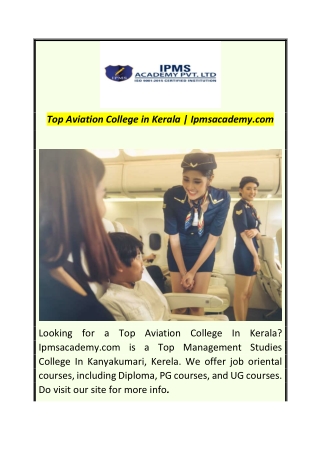 Top Aviation College in Kerala Ipmsacademy.com