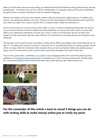 Independent Academic Essay Writers Make Money  On The Net