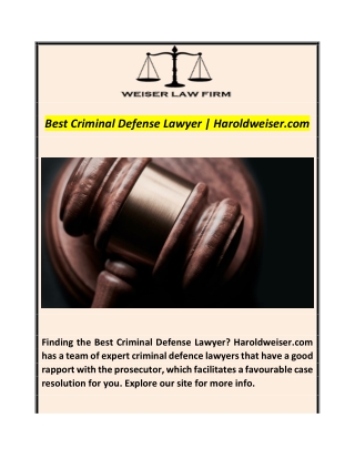 Best Criminal Defense Lawyer  Haroldweiser