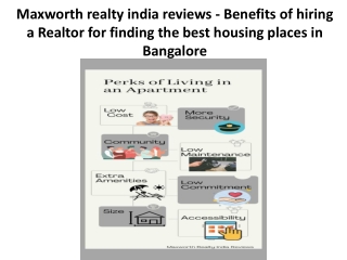 Maxworth realty india reviews - Benefits of hiring a Realtor for finding the best housing places in Bangalore