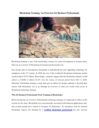 Blockchain Technology - An Overview for Business Professionals