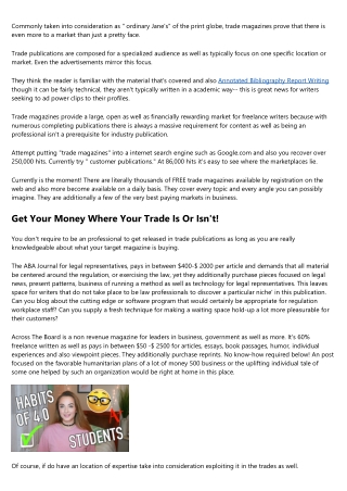 Trade Writing - for  Cash money! in 21st Century