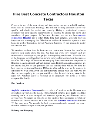 Hire Best Concrete Contractors Houston Texas
