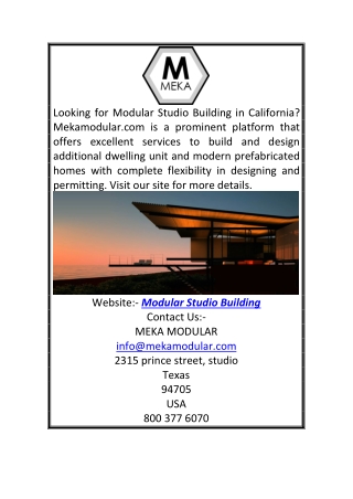 Modular Studio Building | Mekamodular.com