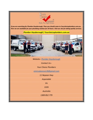 Plumber KeysboroughYourchoiceplumbers.com.au