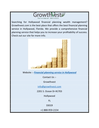 Financial Planning Service in Hollywood  Growthvest.com