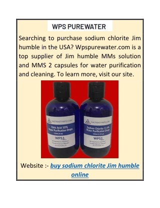 Buy Sodium Chlorite Jim Humble Online  Wpspurewater.com