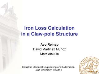 Iron Loss Calculation in a Claw-pole Structure