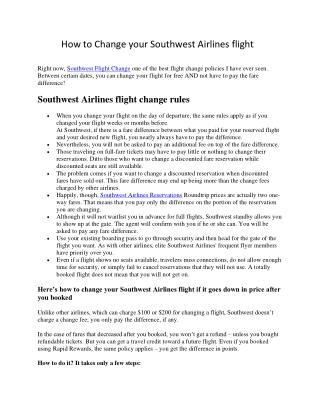 How to Change your Southwest Airlines flight