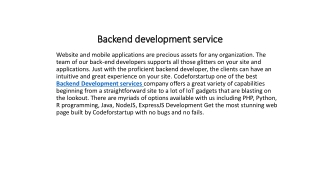 Backend development service