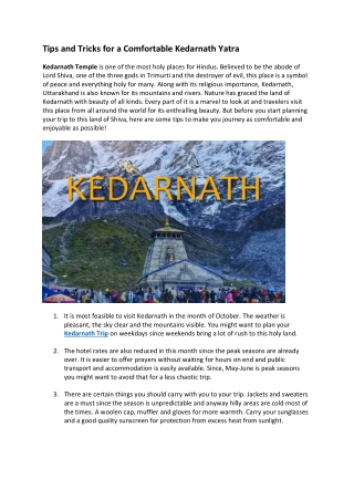 Tips And Tricks For A Comfortable Kedarnath Yatra