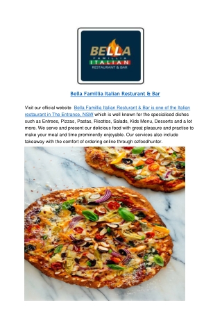 15% off - Bella Famillia Italian Restaurant and Bar Menu, NSW