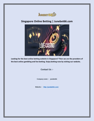 Singapore Online Betting | Junebet66.com