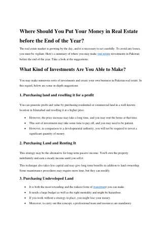Where should you put your money in real estate before the end of the year