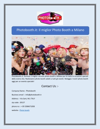 Photobooth.it: Il miglior Photo Booth a Milano
