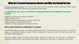 What Are Personal Emergency Alarms and Why You Should Get One