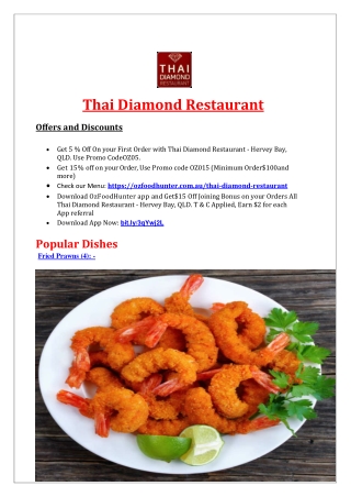 5% Off - Thai Diamond Restaurant Hervey Bay Menu, QLD