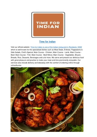 15% off - Time for Indian Menu – Randwick Takeaway, NSW