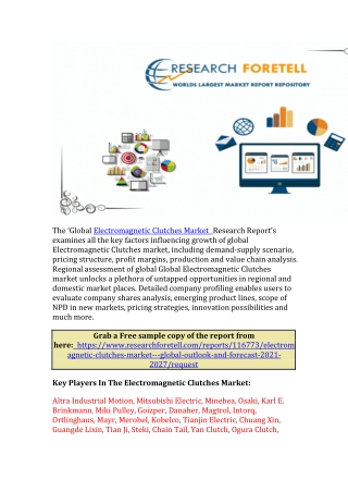 Electromagnetic Clutches Market Analysis 2021 | Global Demand Analysis, Trends &
