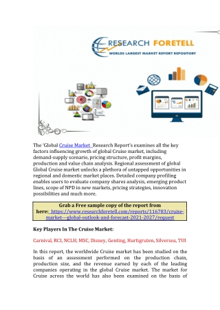 Cruise Market Analysis 2021 | Global Demand Analysis, Trends & Opportunity Outlo