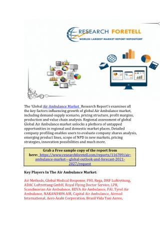 Air Ambulance Market Analysis 2021 | Global Demand Analysis, Trends & Opportunit