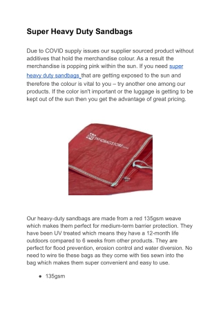 Super Heavy Duty Sandbags