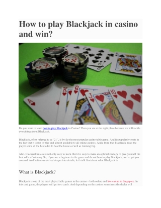 How to play Blackjack and win