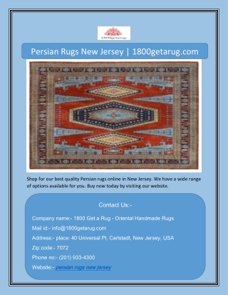 Persian Rugs New Jersey | 1800getarug.com