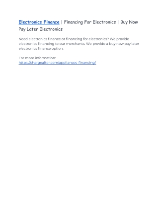 Electronics Finance | Financing For Electronics | Buy Now Pay Later Electronics