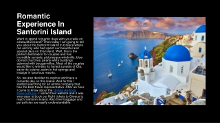 Romantic Experience In Santorini Island
