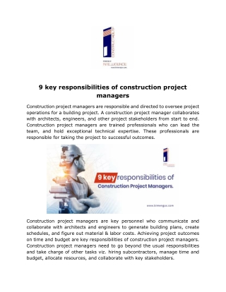 9 key responsibilities of construction project managers