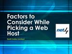 Factors to Consider While Picking a Web Host