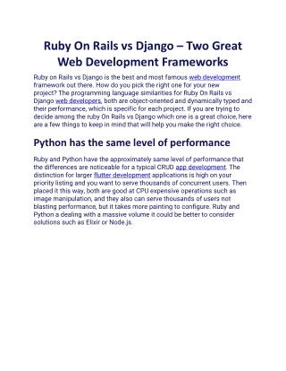 Ruby On Rails vs Django Two Great Web Development Frameworks