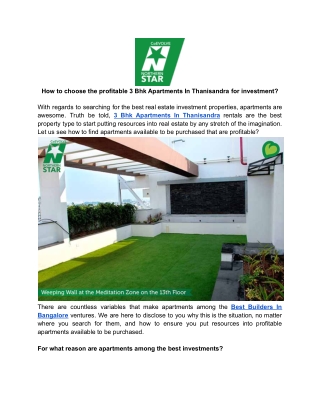 How to choose the profitable 3 Bhk Apartments In Thanisandra for investment