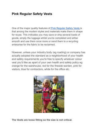 Pink Regular Safety Vests