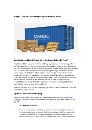 Freight Consolidation Everything You Need to Know