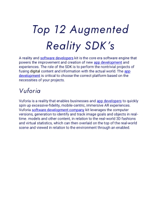 Top 12 Augmented Reality SDK’s