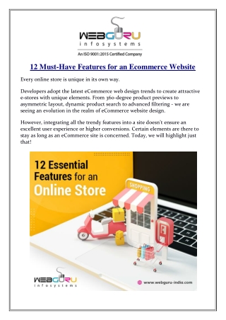 12 Must-Have Features for an Ecommerce Website