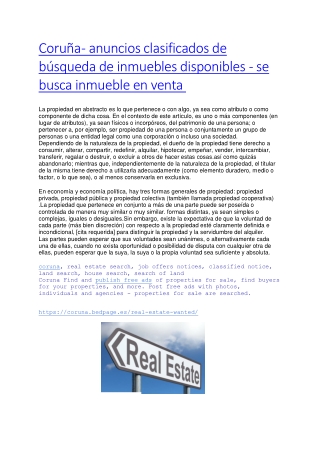 real estate wanted coruna