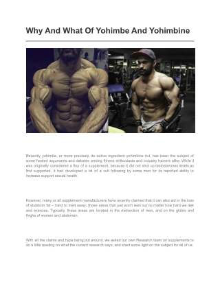 Why And What Of Yohimbe And Yohimbine