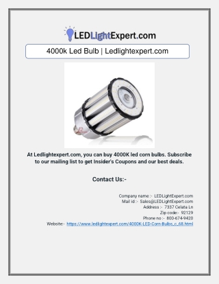 4000k Led Bulb | Ledlightexpert.com