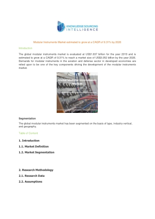 Modular Instruments Market estimated to grow at a CAGR of 9.31% by 2026