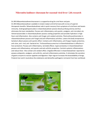 Nilavembu kudineer churanam for seasonal viral fever |Jrk research