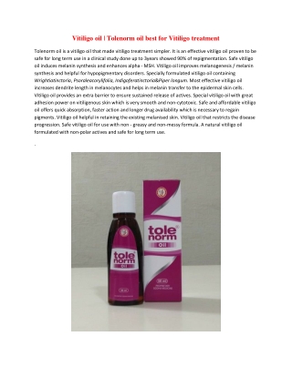 Vitiligo oil | Tolenorm oil best for Vitiligo treatment